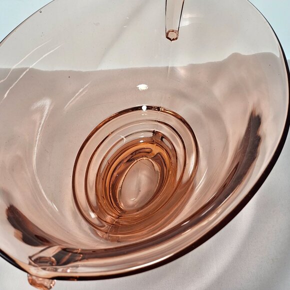Imperial Glass Double Scroll Pink Bowl 10" vtg oval centerpiece - Picture 5 of 11